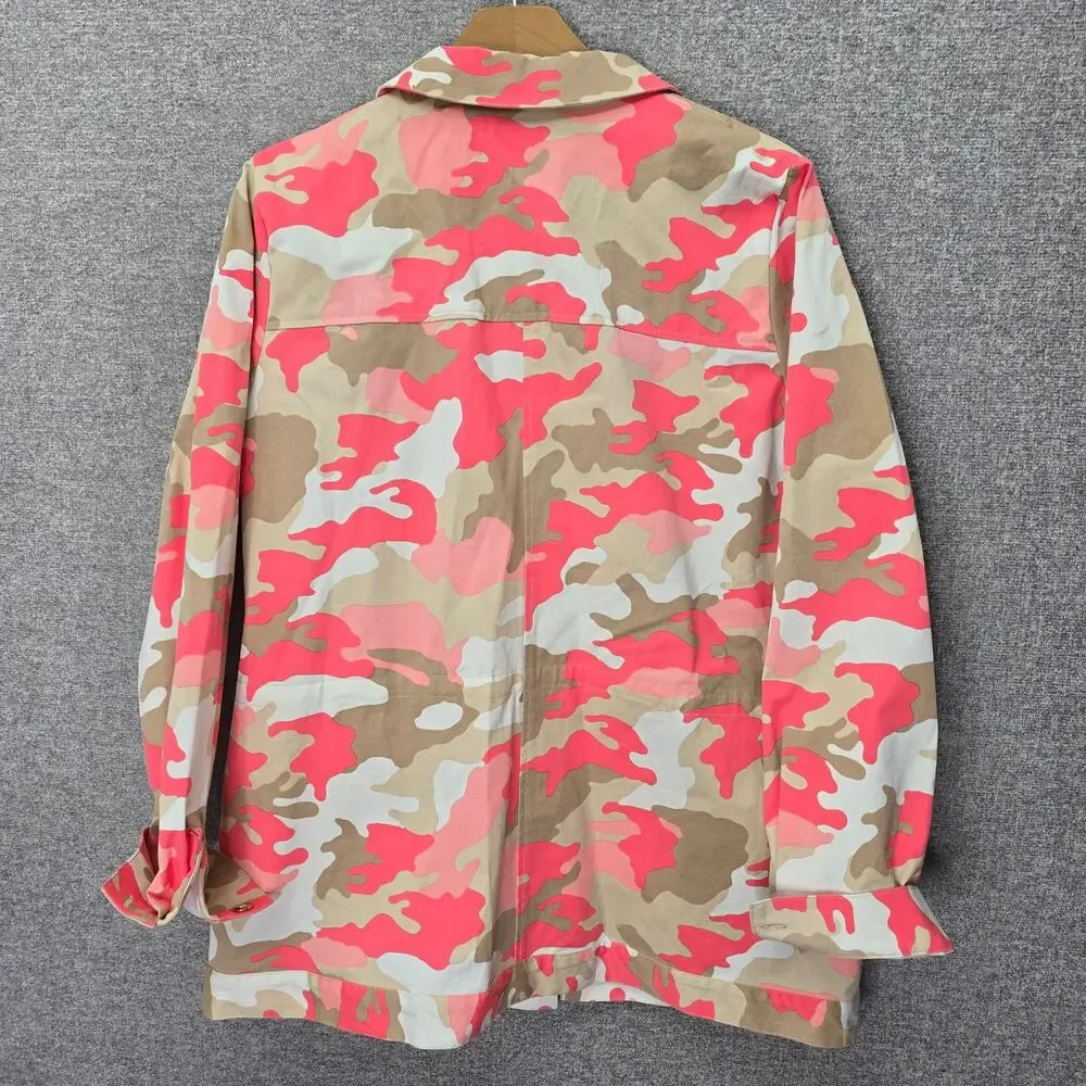 BOSTON PROPER CAMO PRINT STUDDED UTILITY JACKET, SIZE L - Picture 3 of 8